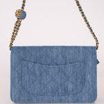 Chanel 2021 Quilted Denim Pearl Crush Wallet On Chain - FashioNica