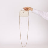 Chanel 2021 White Caviar Top Handle Small Vanity Crossbody with Chanel Mirror - FashioNica