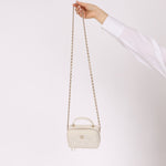 Chanel 2021 White Caviar Top Handle Small Vanity Crossbody with Chanel Mirror - FashioNica