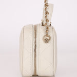 Chanel 2021 White Caviar Top Handle Small Vanity Crossbody with Chanel Mirror - FashioNica