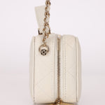 Chanel 2021 White Caviar Top Handle Small Vanity Crossbody with Chanel Mirror - FashioNica
