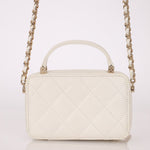 Chanel 2021 White Caviar Top Handle Small Vanity Crossbody with Chanel Mirror - FashioNica