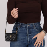 Chanel 2022 Caviar Quilted Twist Your Buttons Coin Purse With Chain - FashioNica