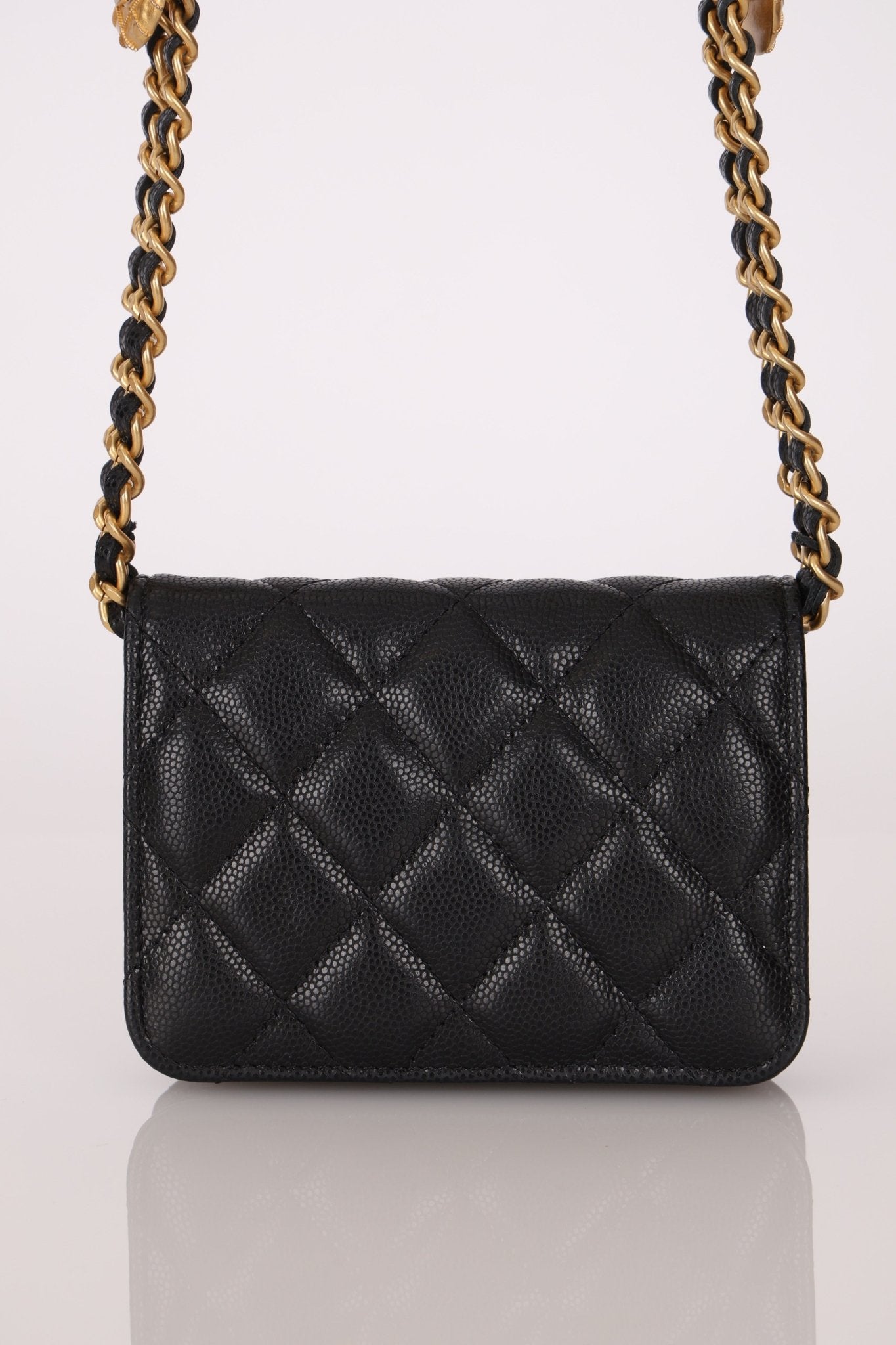 Chanel 2022 Caviar Quilted Twist Your Buttons Coin Purse With Chain - FashioNica