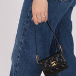 Chanel 2022 Caviar Quilted Twist Your Buttons Coin Purse With Chain - FashioNica