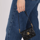 Chanel 2022 Caviar Quilted Twist Your Buttons Coin Purse With Chain - FashioNica