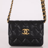 Chanel 2022 Caviar Quilted Twist Your Buttons Coin Purse With Chain - FashioNica