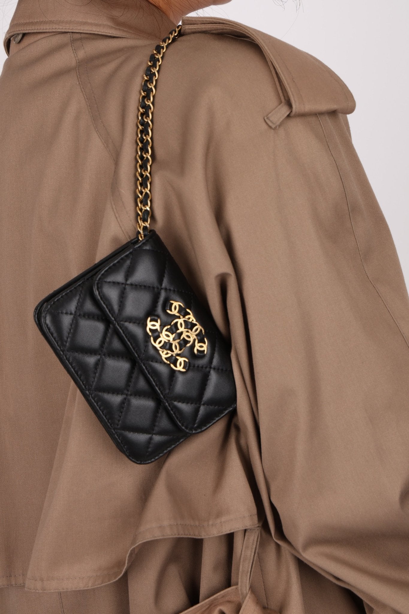 Chanel 2022 CC on CC Sheepskin Card Holder on Chain - FashioNica