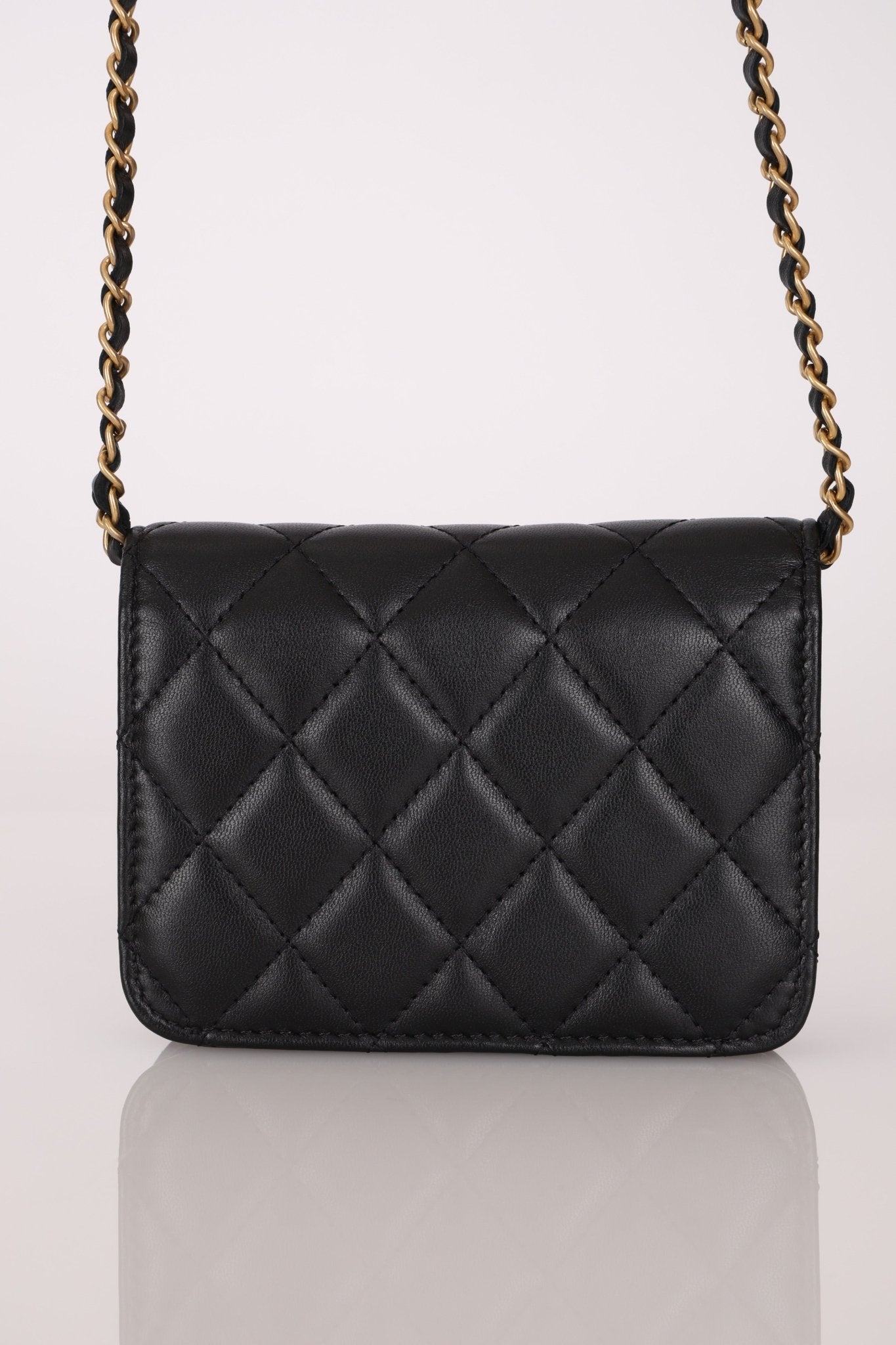 Chanel 2022 CC on CC Sheepskin Card Holder on Chain - FashioNica