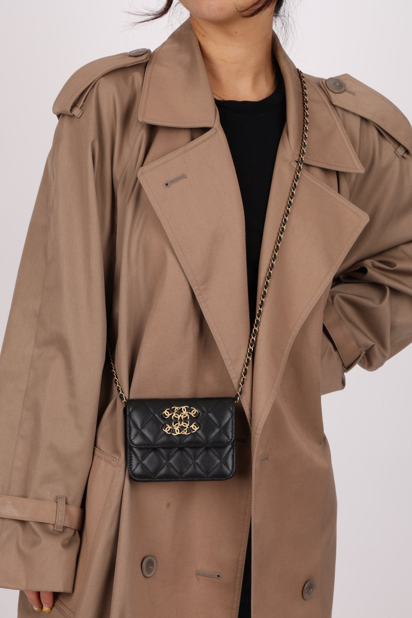 Chanel 2022 CC on CC Sheepskin Card Holder on Chain - FashioNica