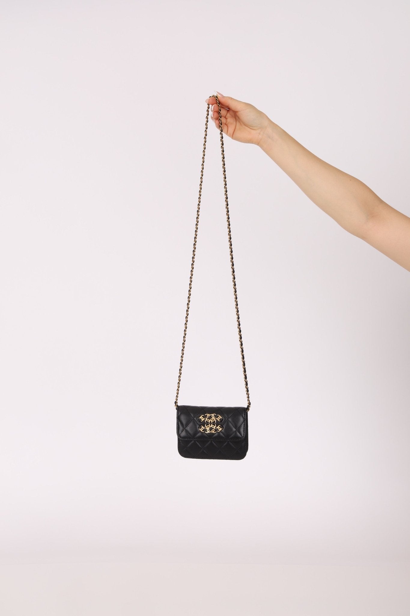 Chanel 2022 CC on CC Sheepskin Card Holder on Chain - FashioNica