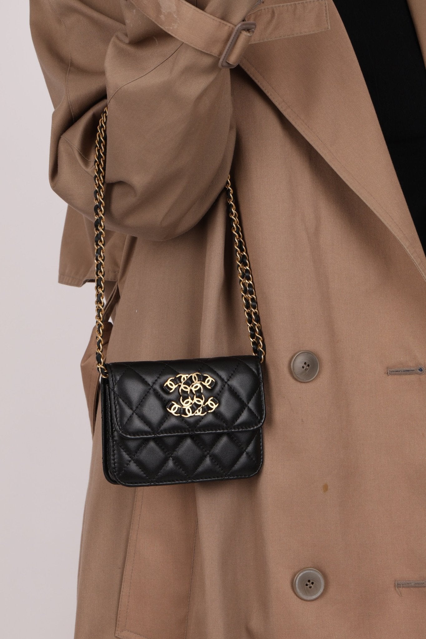 Chanel 2022 CC on CC Sheepskin Card Holder on Chain - FashioNica