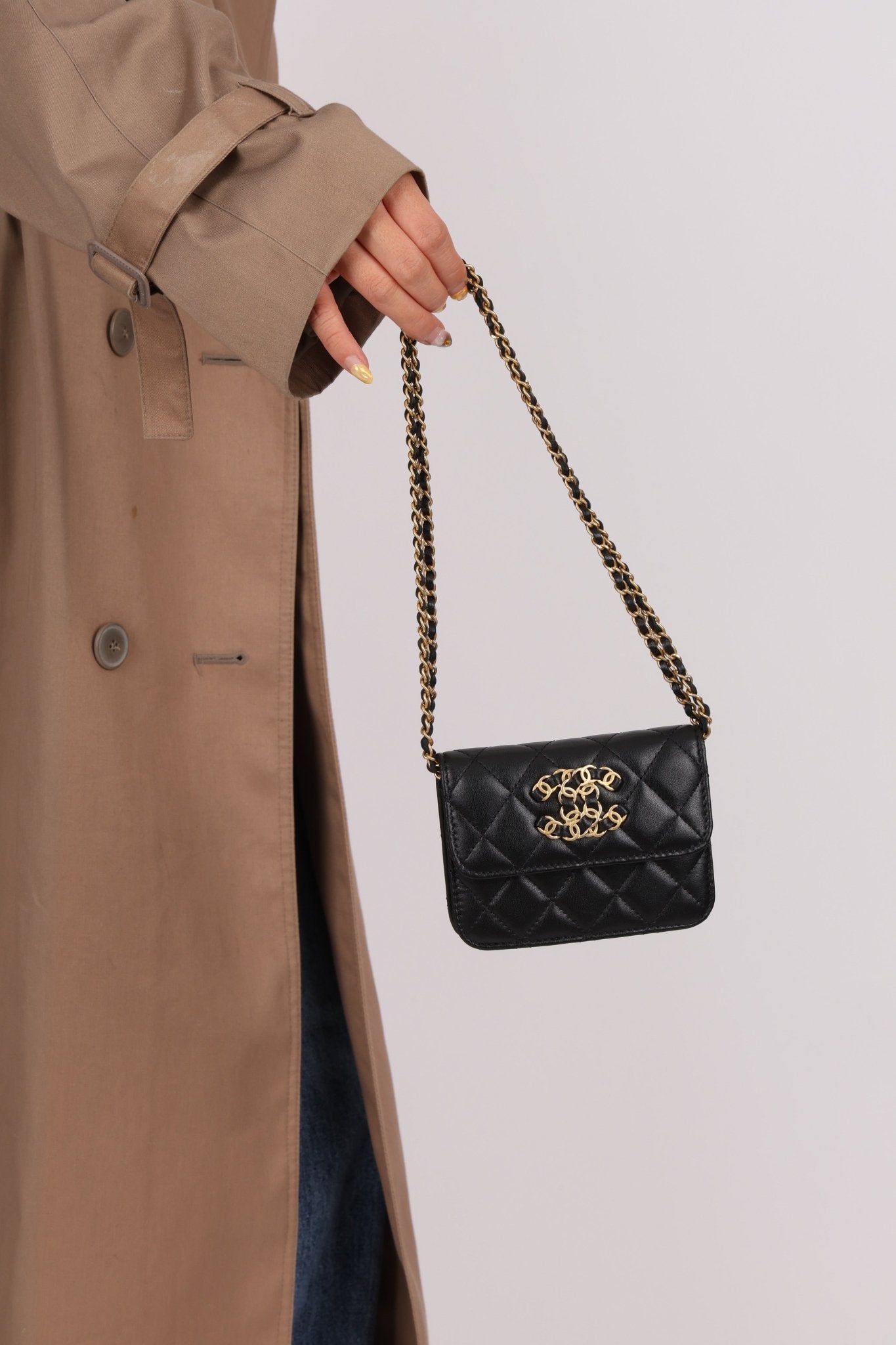 Chanel 2022 CC on CC Sheepskin Card Holder on Chain - FashioNica