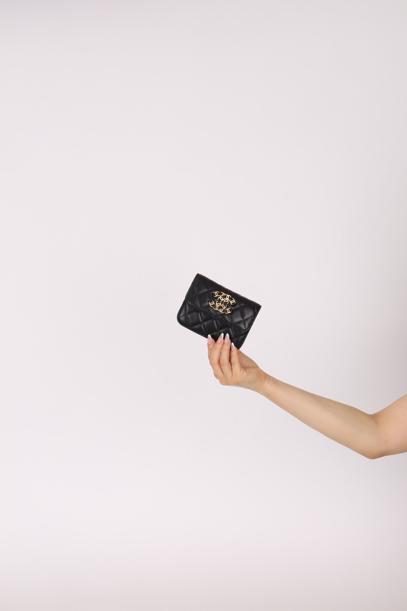 Chanel 2022 CC on CC Sheepskin Card Holder on Chain - FashioNica