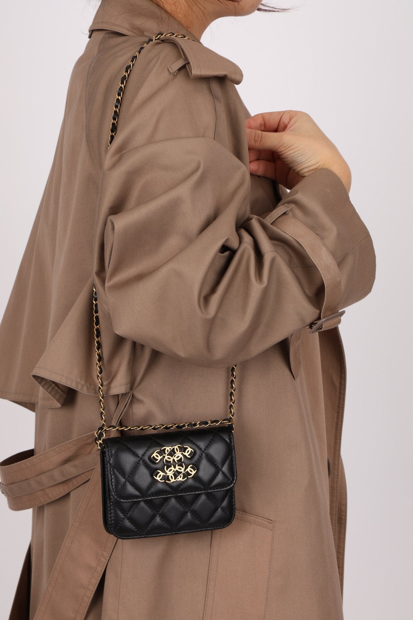 Chanel 2022 CC on CC Sheepskin Card Holder on Chain - FashioNica