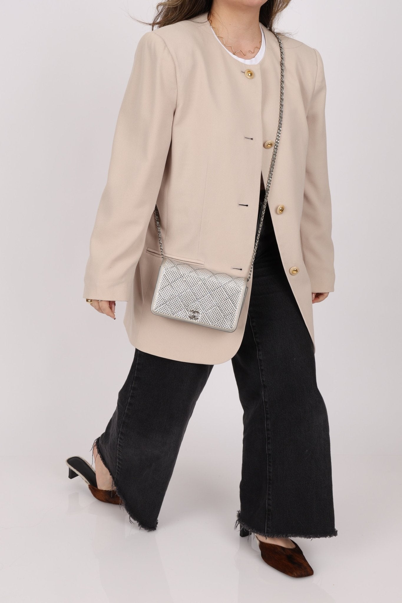 Chanel 2022 Crystal Studded Wallet on Chain - FashioNica