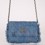 Chanel 2022 Denim Quilted Denim Mood Clutch on Chain - FashioNica