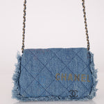 Chanel 2022 Denim Quilted Denim Mood Clutch on Chain - FashioNica