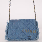 Chanel 2022 Denim Quilted Denim Mood Clutch on Chain - FashioNica