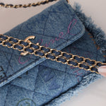 Chanel 2022 Denim Quilted Denim Mood Clutch on Chain - FashioNica