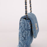 Chanel 2022 Denim Quilted Denim Mood Clutch on Chain - FashioNica