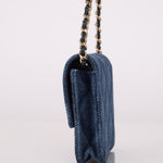 Chanel 2022 Denim Shadow Quilted Cardholder Chain Belt Bag - FashioNica