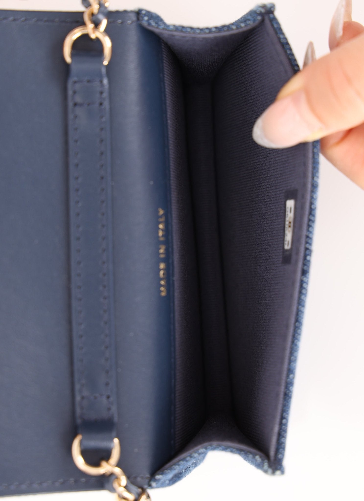 Chanel 2022 Denim Shadow Quilted Cardholder Chain Belt Bag - FashioNica