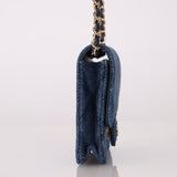 Chanel 2022 Denim Shadow Quilted Cardholder Chain Belt Bag - FashioNica