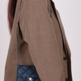 Chanel 2022 Denim Shadow Quilted Cardholder Chain Belt Bag - FashioNica