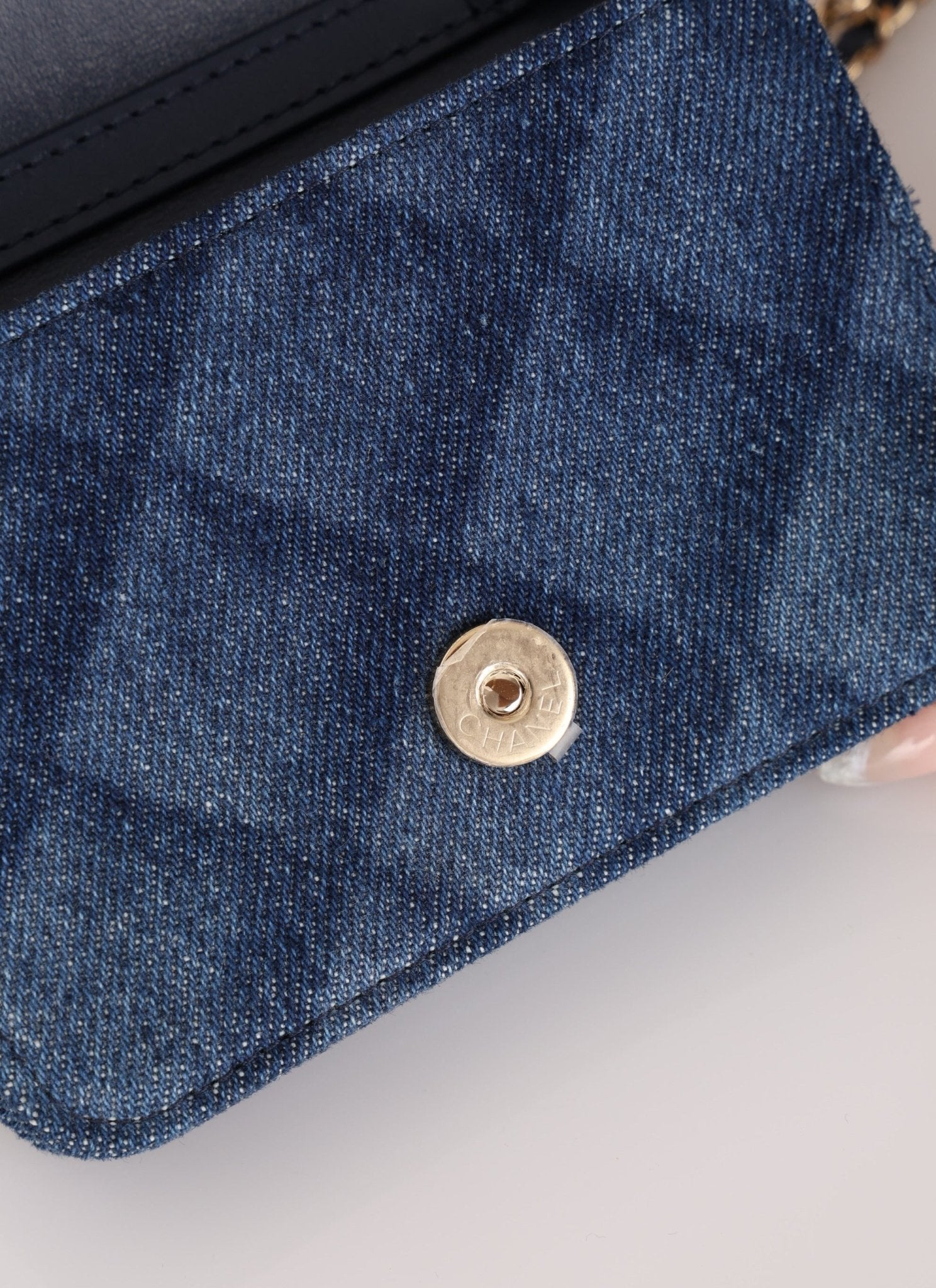 Chanel 2022 Denim Shadow Quilted Cardholder Chain Belt Bag - FashioNica