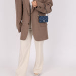 Chanel 2022 Denim Shadow Quilted Cardholder Chain Belt Bag - FashioNica