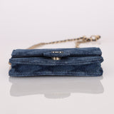 Chanel 2022 Denim Shadow Quilted Cardholder Chain Belt Bag - FashioNica