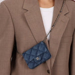 Chanel 2022 Denim Shadow Quilted Cardholder Chain Belt Bag - FashioNica