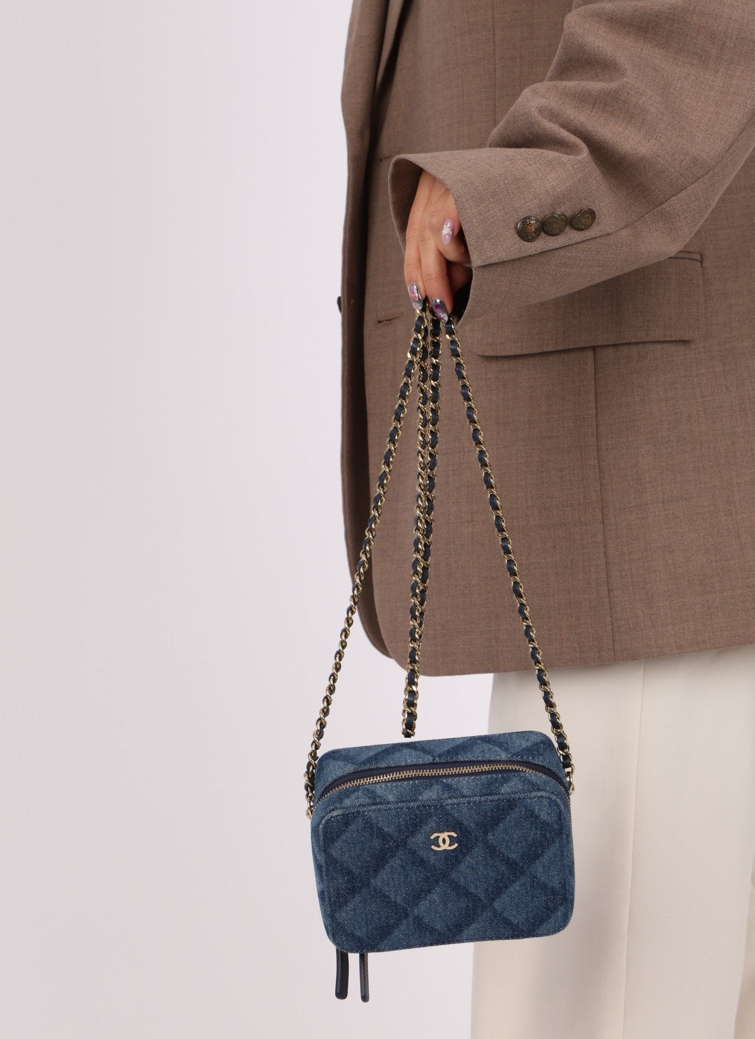 Chanel 2022 Denim Shadow Quilted Mini Camera Bag - FashioNica