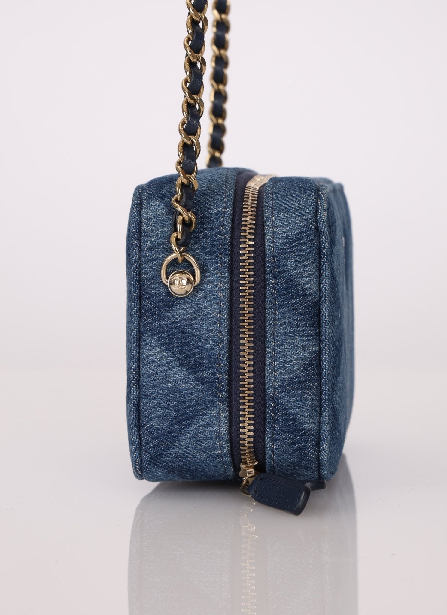 Chanel 2022 Denim Shadow Quilted Mini Camera Bag - FashioNica