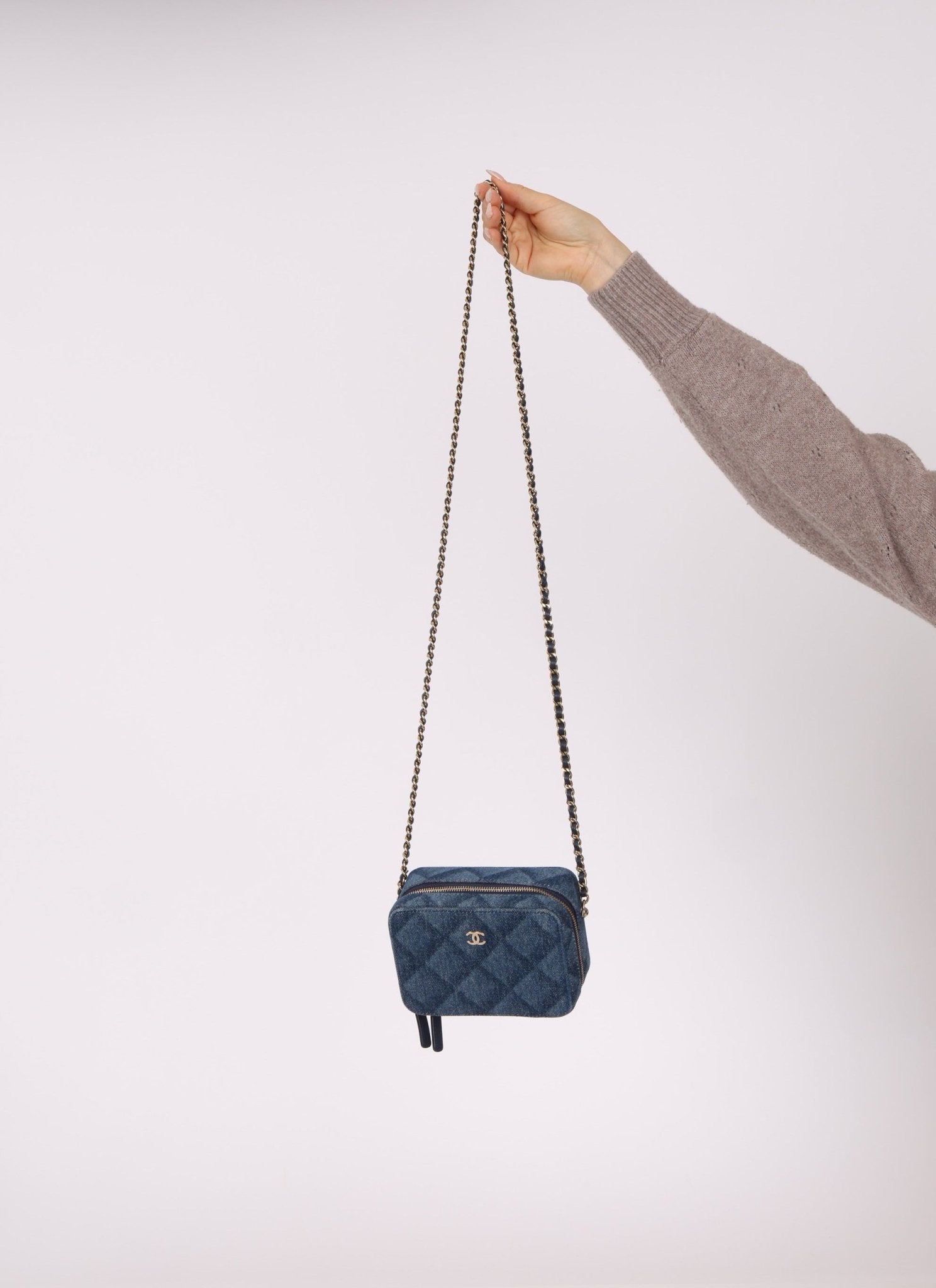 Chanel 2022 Denim Shadow Quilted Mini Camera Bag - FashioNica