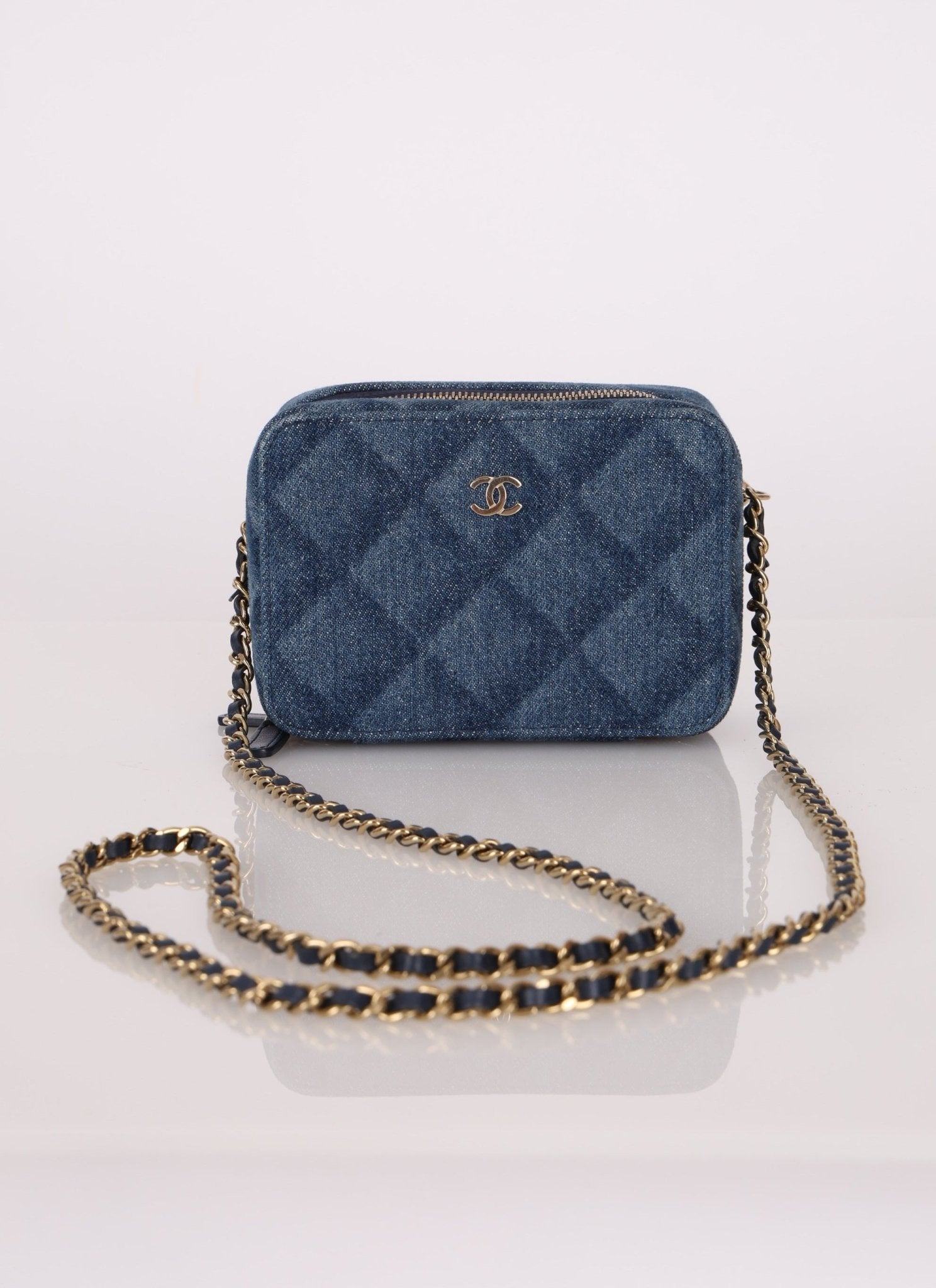 Chanel 2022 Denim Shadow Quilted Mini Camera Bag - FashioNica