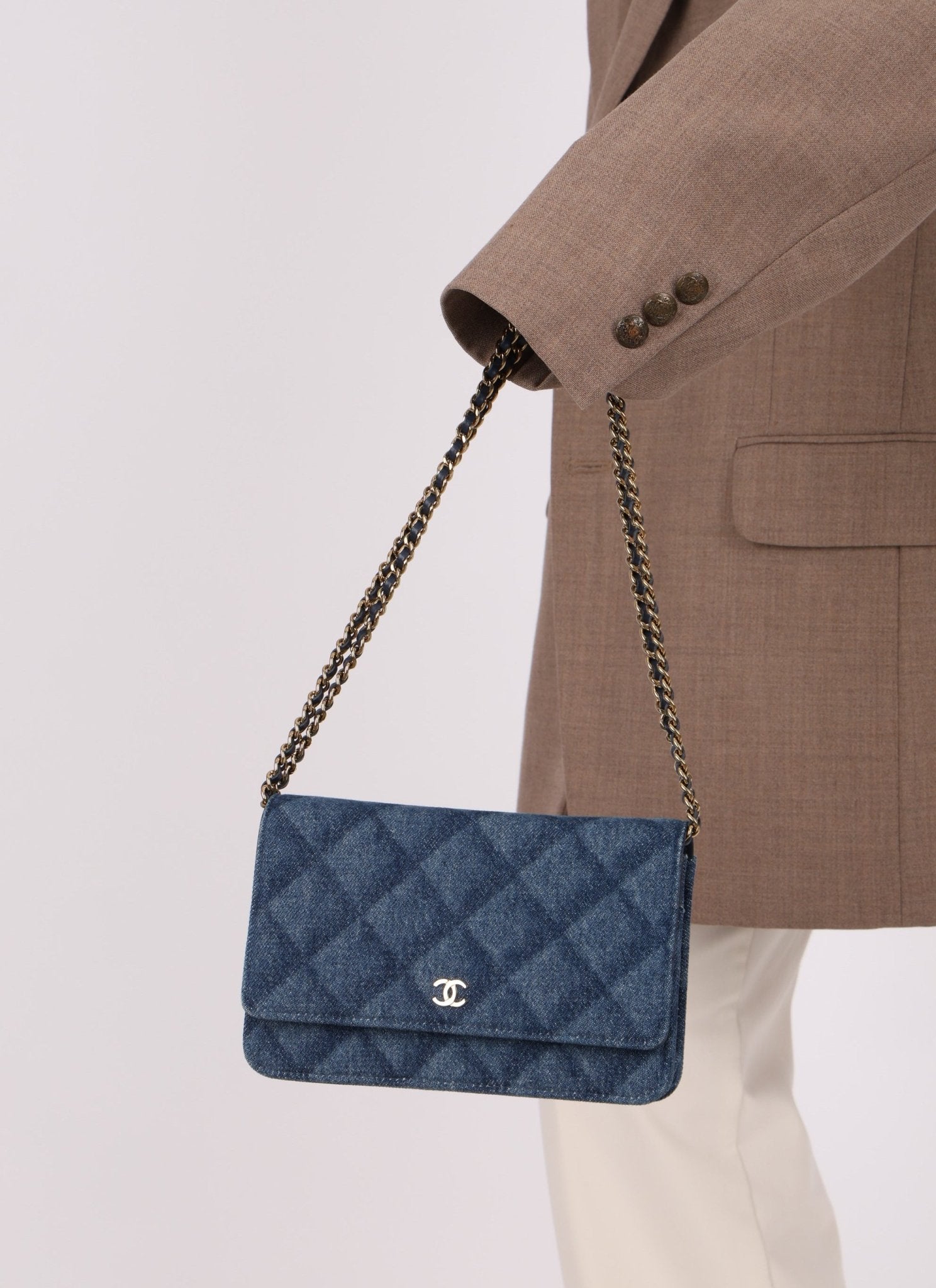 Chanel 2022 Denim Shadow Quilted Wallet on Chain - FashioNica