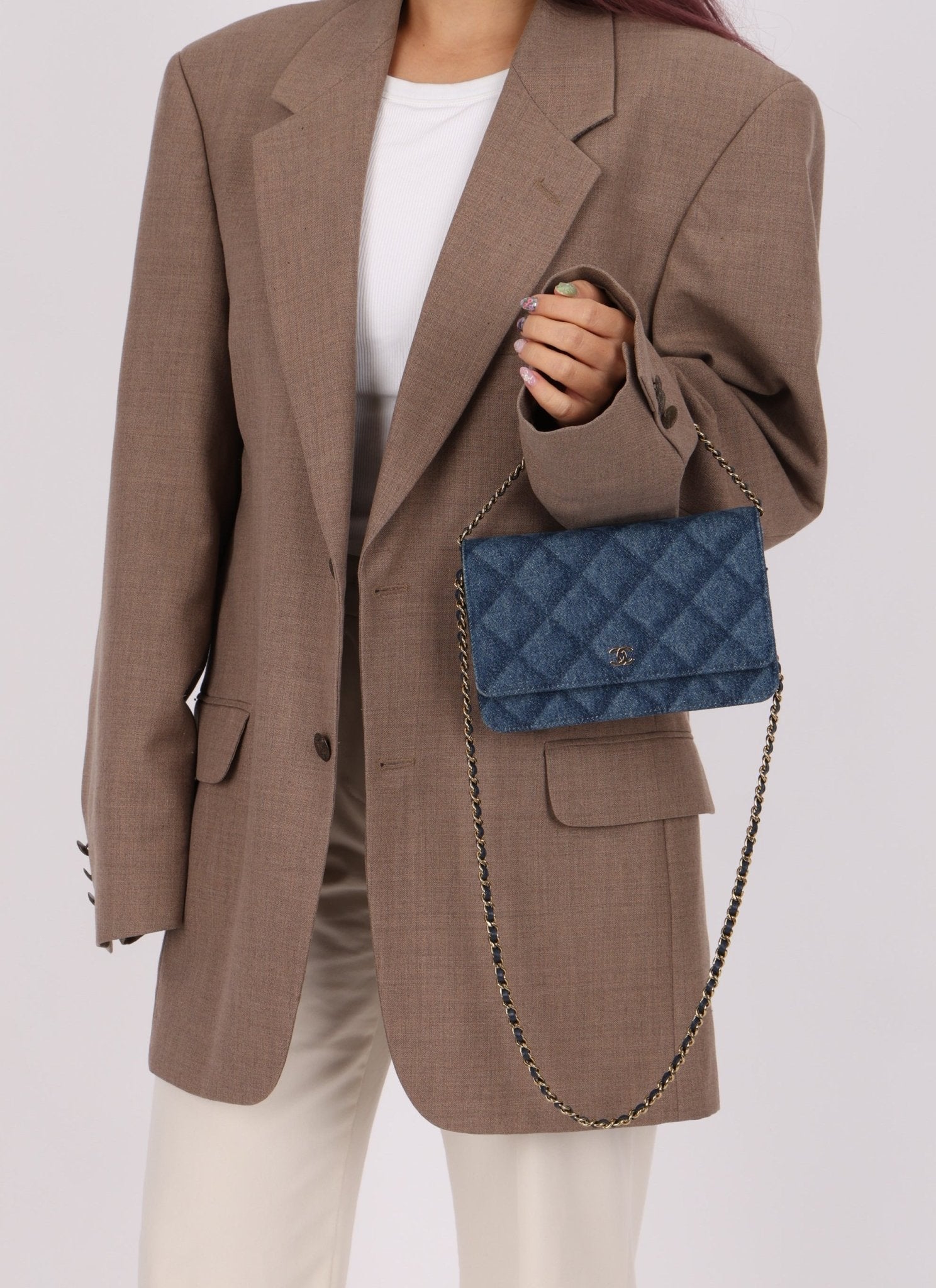 Chanel 2022 Denim Shadow Quilted Wallet on Chain - FashioNica