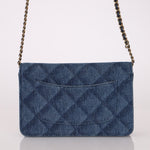 Chanel 2022 Denim Shadow Quilted Wallet on Chain - FashioNica