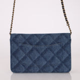Chanel 2022 Denim Shadow Quilted Wallet on Chain - FashioNica