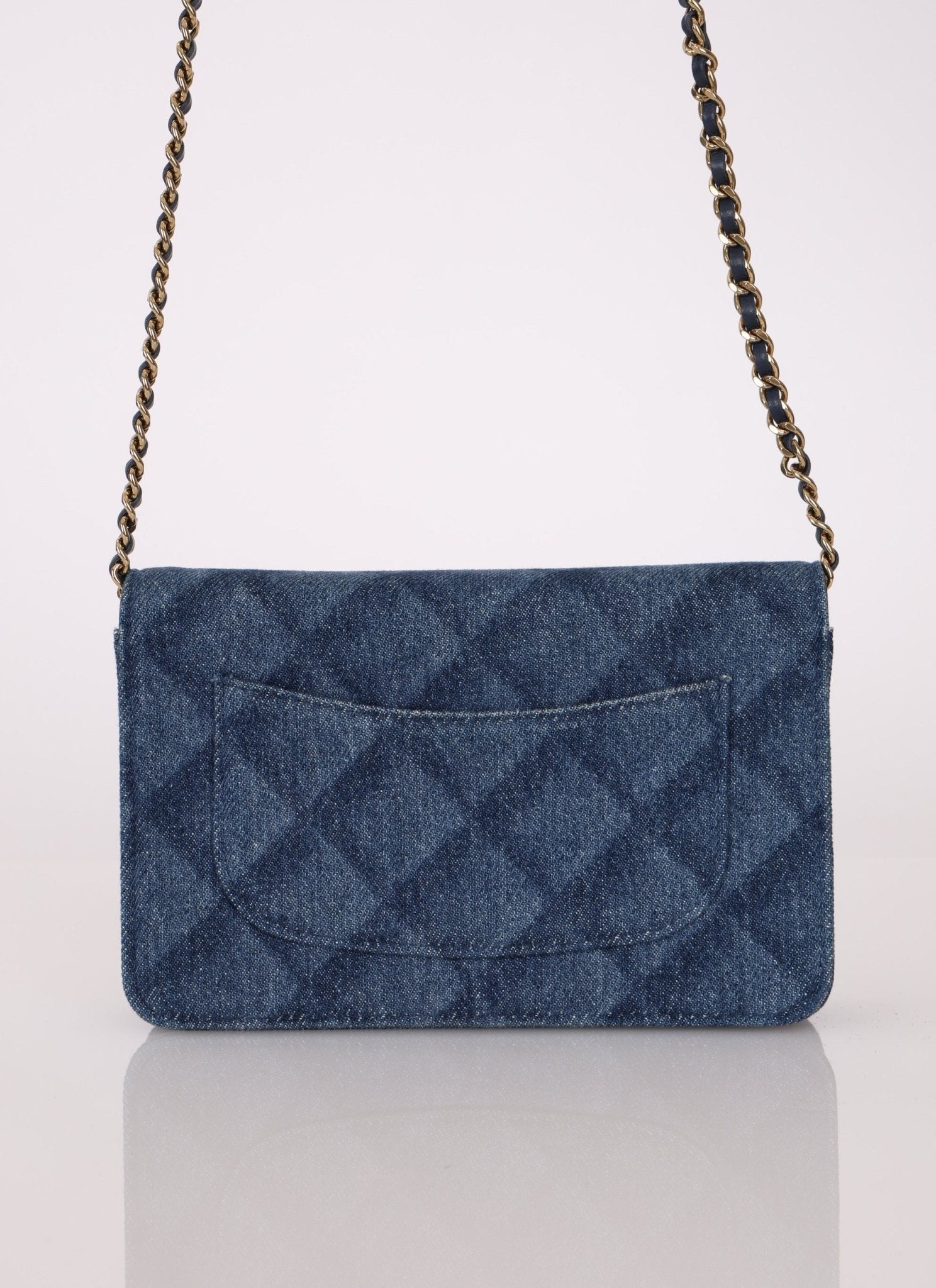 Chanel 2022 Denim Shadow Quilted Wallet on Chain - FashioNica