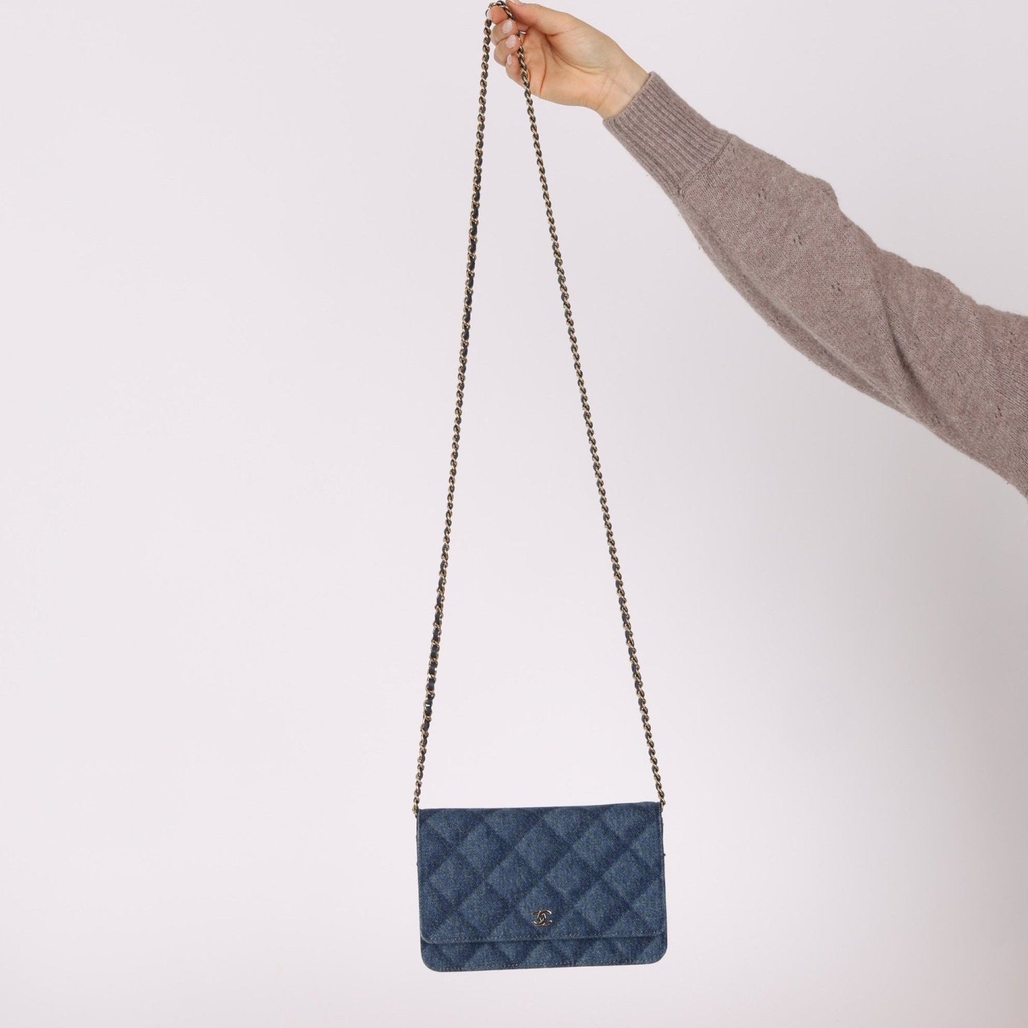 Chanel 2022 Denim Shadow Quilted Wallet on Chain - FashioNica