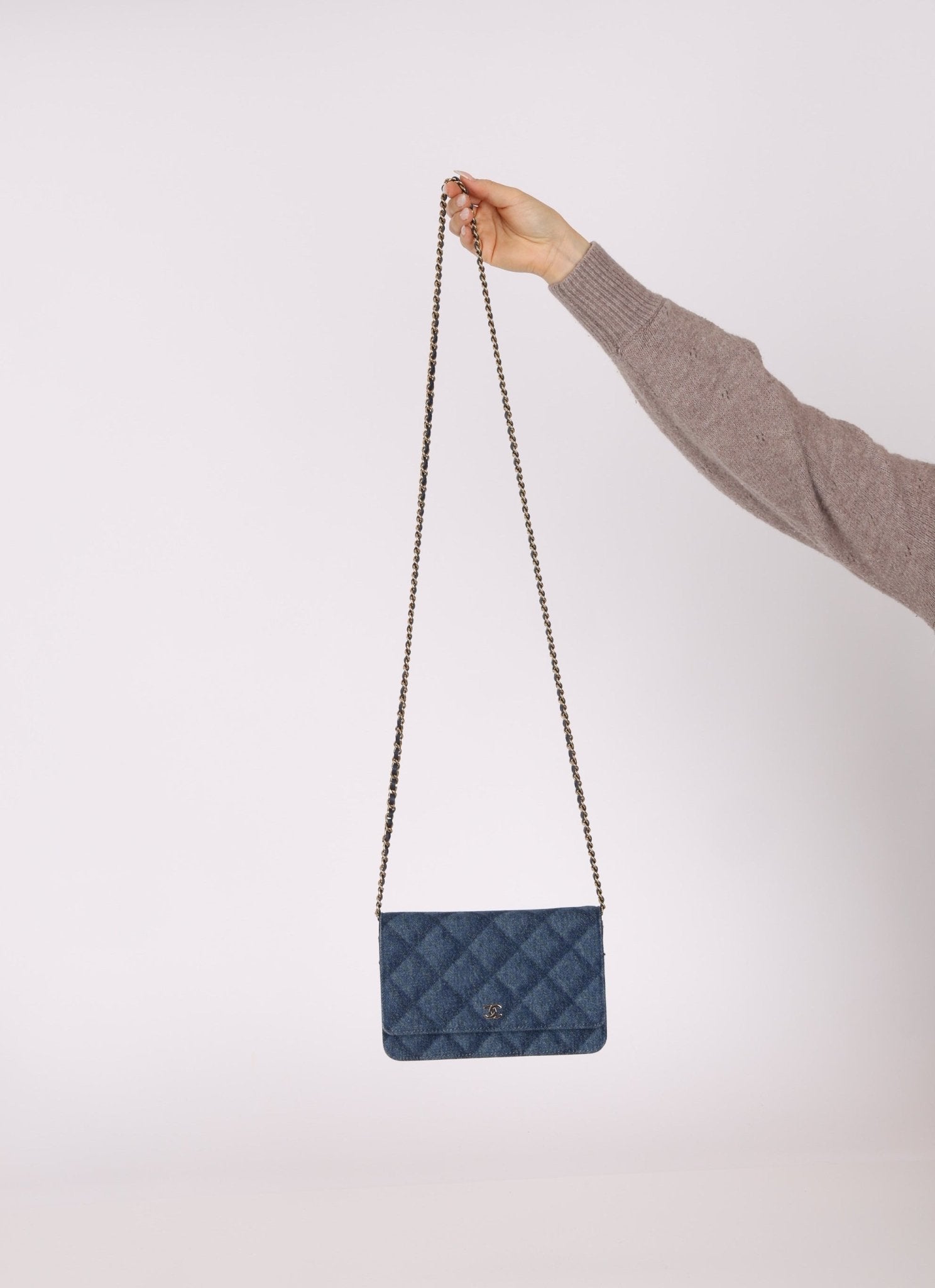Chanel 2022 Denim Shadow Quilted Wallet on Chain - FashioNica