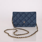 Chanel 2022 Denim Shadow Quilted Wallet on Chain - FashioNica