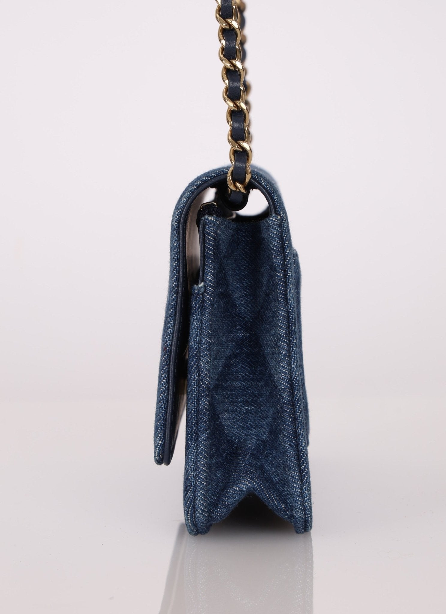 Chanel 2022 Denim Shadow Quilted Wallet on Chain - FashioNica