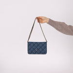 Chanel 2022 Denim Shadow Quilted Wallet on Chain - FashioNica
