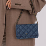 Chanel 2022 Denim Shadow Quilted Wallet on Chain - FashioNica