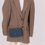 Chanel 2022 Denim Shadow Quilted Wallet on Chain - FashioNica
