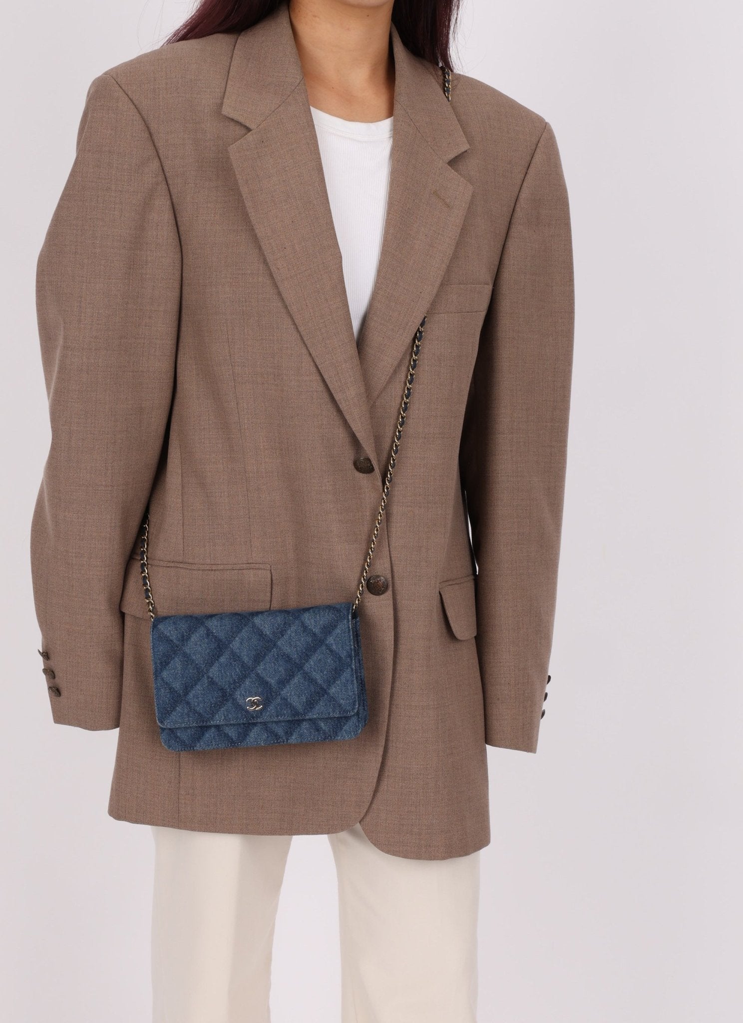 Chanel 2022 Denim Shadow Quilted Wallet on Chain - FashioNica